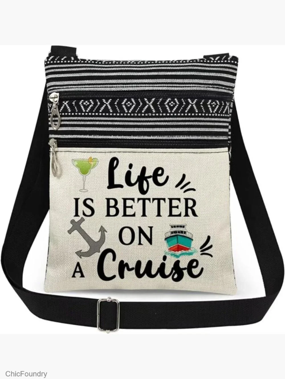 Crossbody Messenger Bag Adjustable Strap Cruise Print Travel Gift